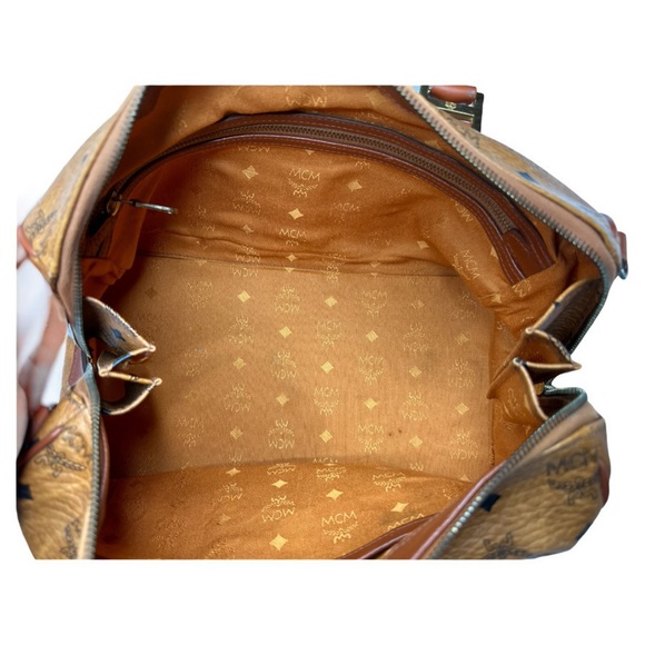 MCM Vicetos Monogram Cognac Boston Bag - Picture 10 of 12